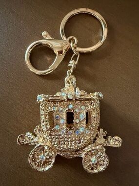 Sparkly Gold & Rhinestone Carriage Keychain/ Bag Charm